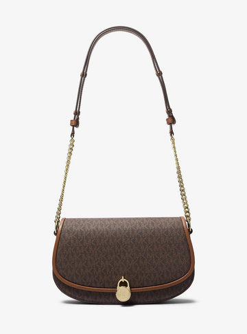Mila Medium Signature Logo Messenger Bag Brown Brown