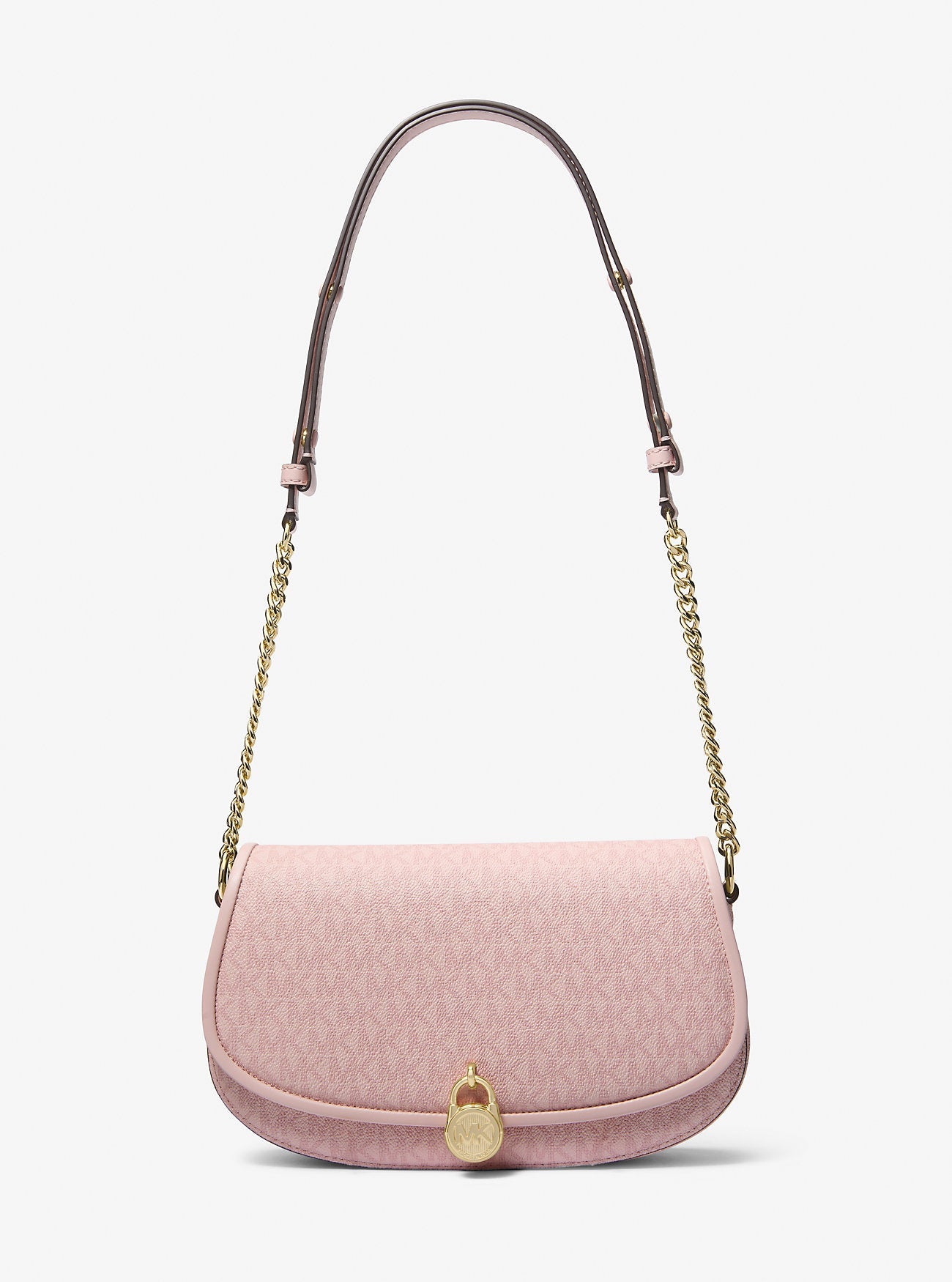 Mila Medium Signature Logo Messenger Bag Powder Blush Powder Blush