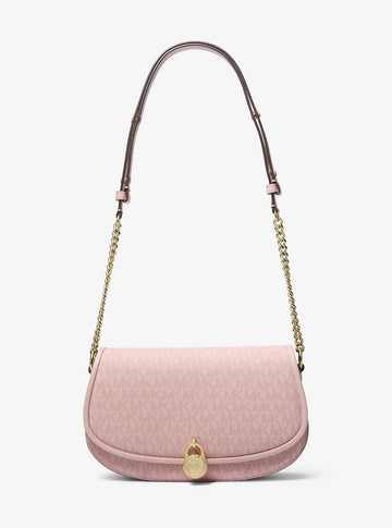 Mila Medium Signature Logo Messenger Bag Powder Blush Powder Blush