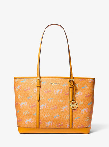 Jet Set Large Printed Signature Logo Tote Bag Pop Orange Pop Orange