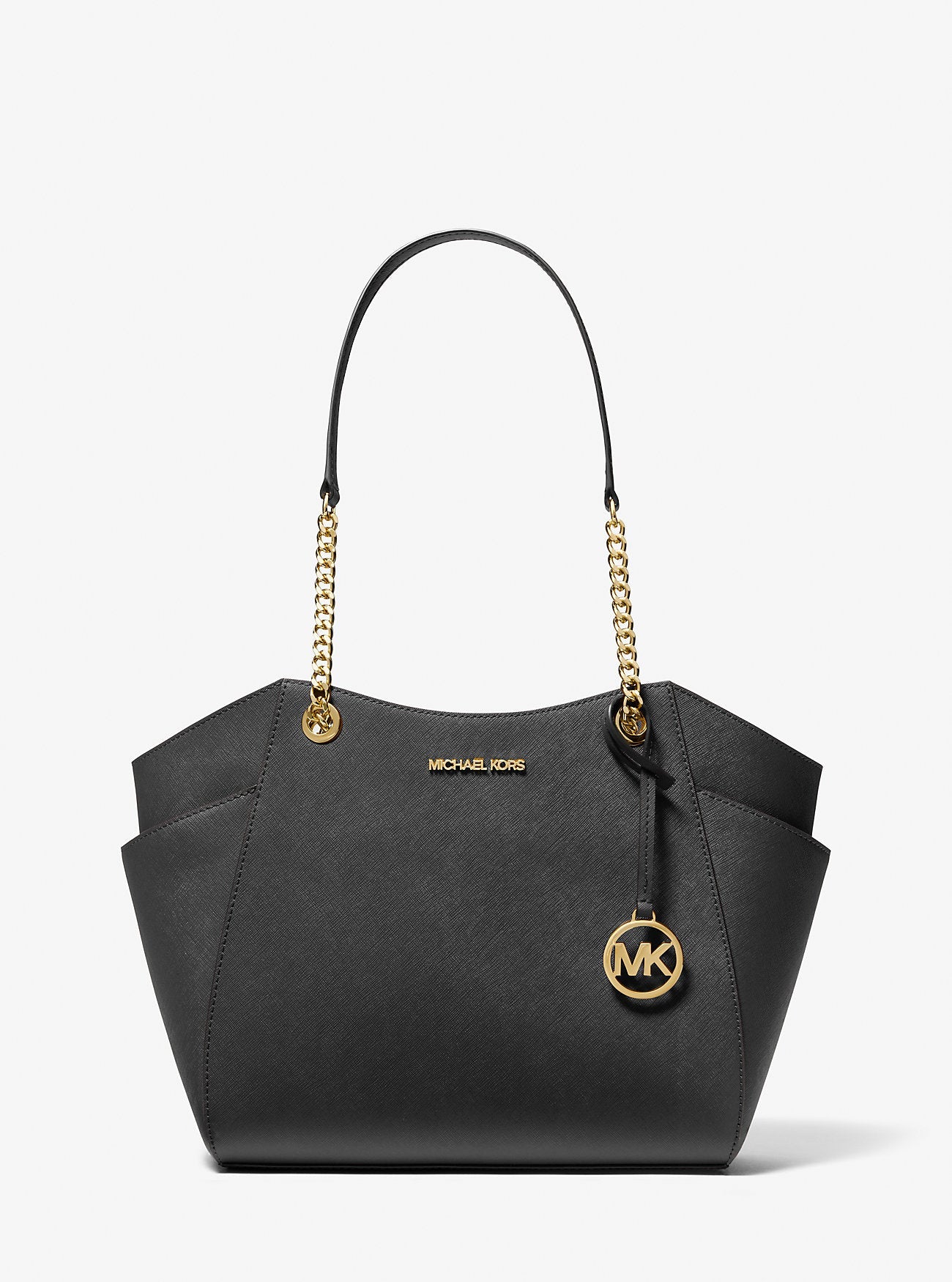 Jet Set Large Saffiano Leather Shoulder Bag Black Black