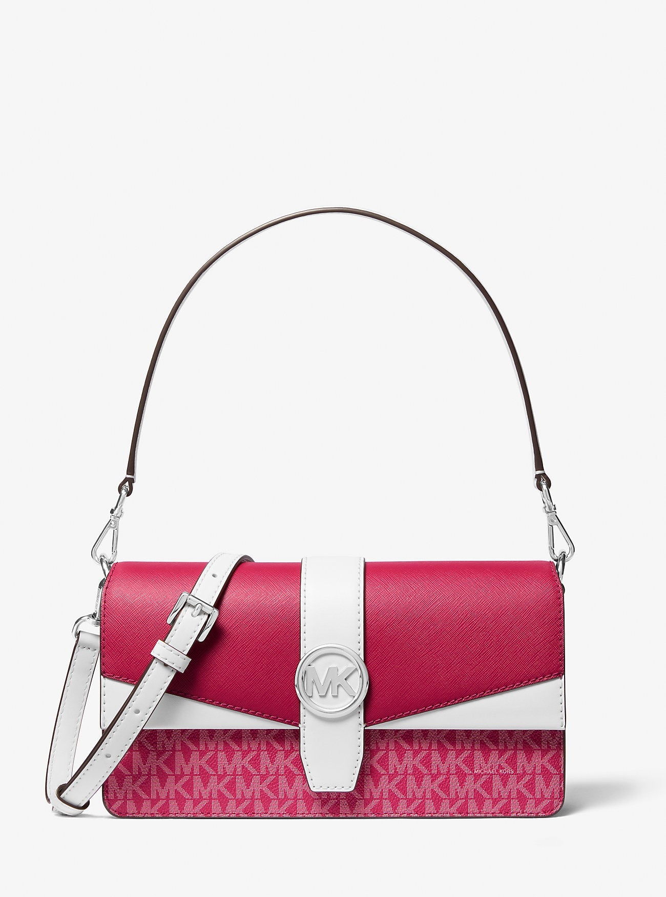 Greenwich Medium Signature Logo Convertible Shoulder Bag Dark Raspberry Multi Dark Raspberry Multi
