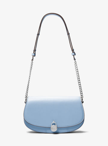 Mila Medium Leather Messenger Bag Light Sky Light Sky