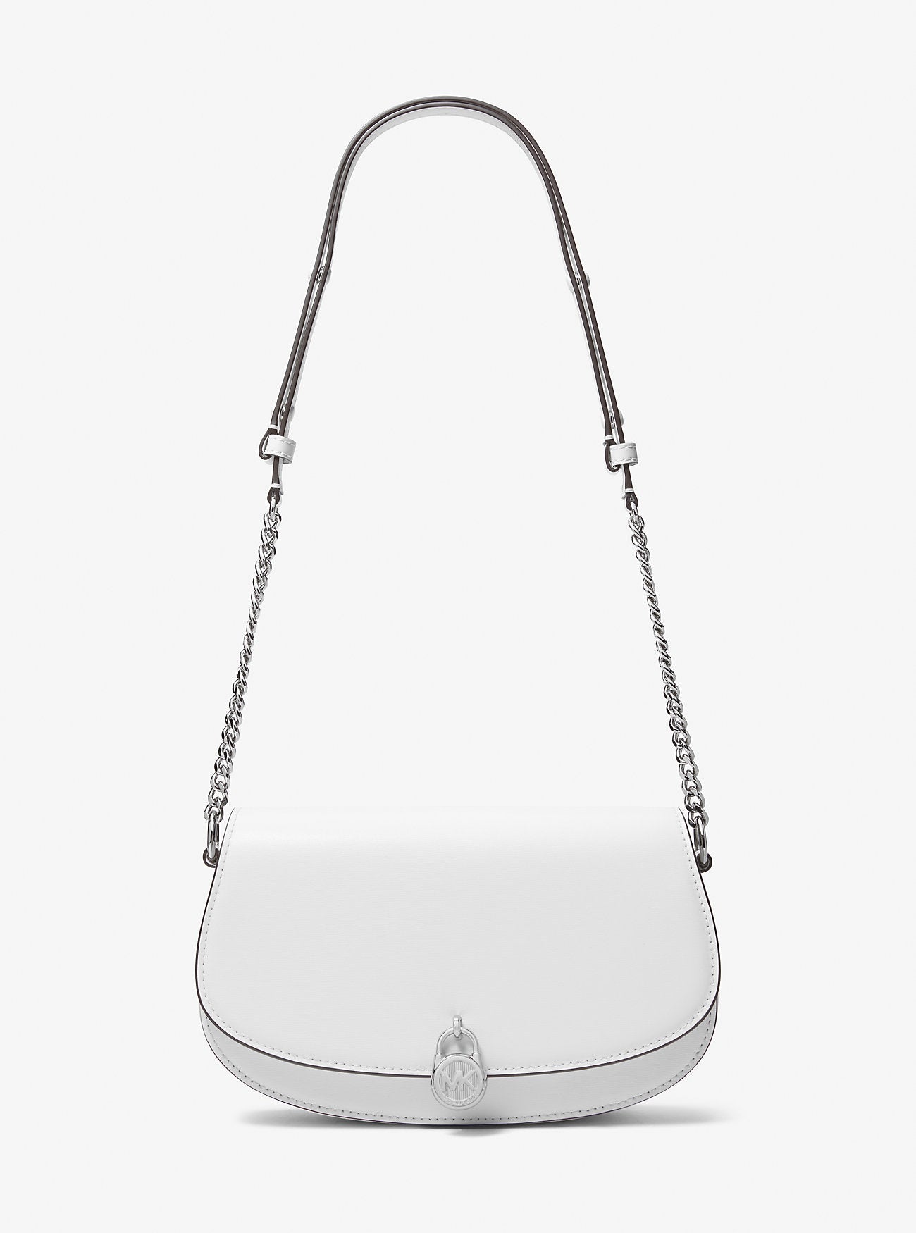 Mila Medium Leather Messenger Bag Optic White Optic White