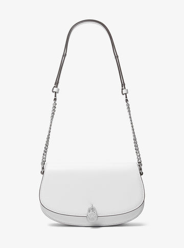 Mila Medium Leather Messenger Bag Optic White Optic White