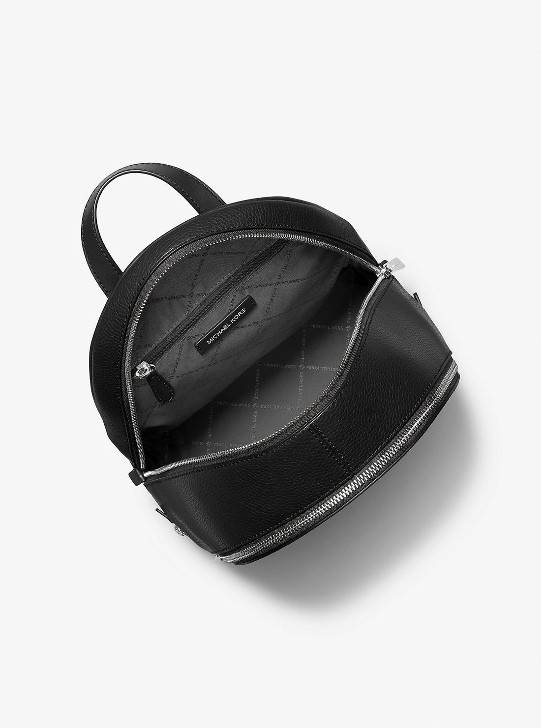 Rhea Medium Pebbled Leather Backpack Black Black