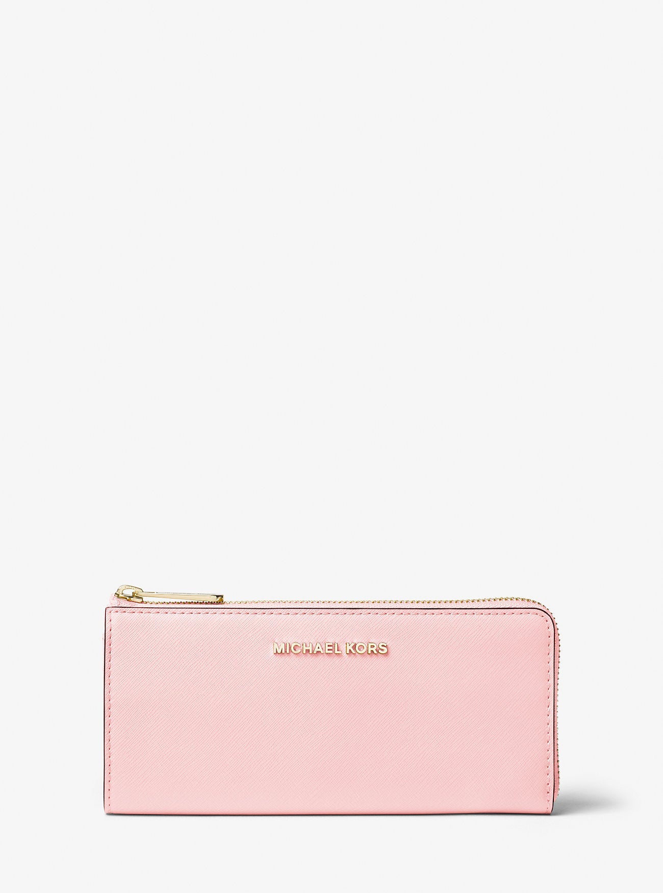 Jet Set Travel Large Saffiano Leather Quarter-Zip Wallet Powder Blush Powder Blush
