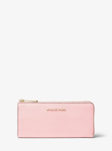Jet Set Travel Large Saffiano Leather Quarter-Zip Wallet Powder Blush Powder Blush