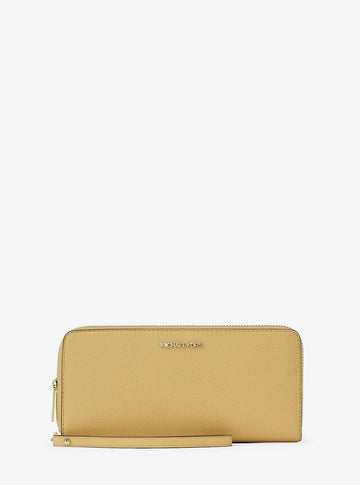 Jet Set Travel Large Pebbled Leather Wristlet Honey Honey