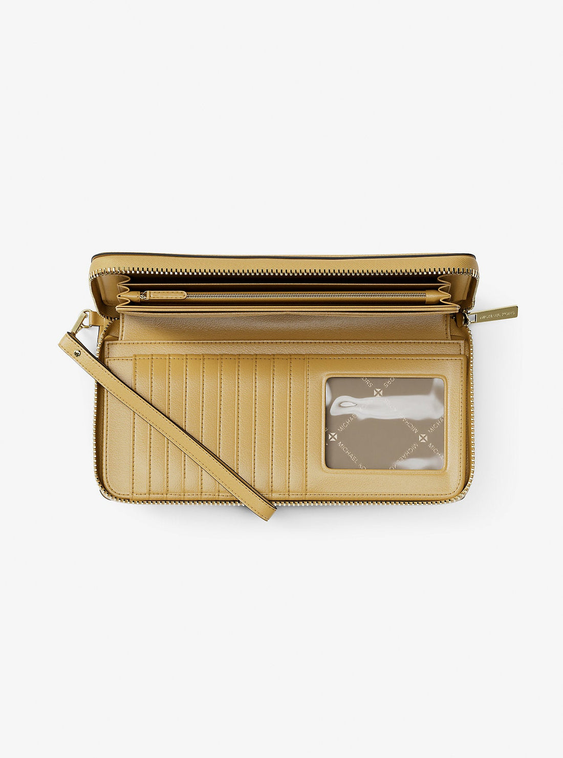 Jet Set Travel Large Pebbled Leather Wristlet Honey Honey