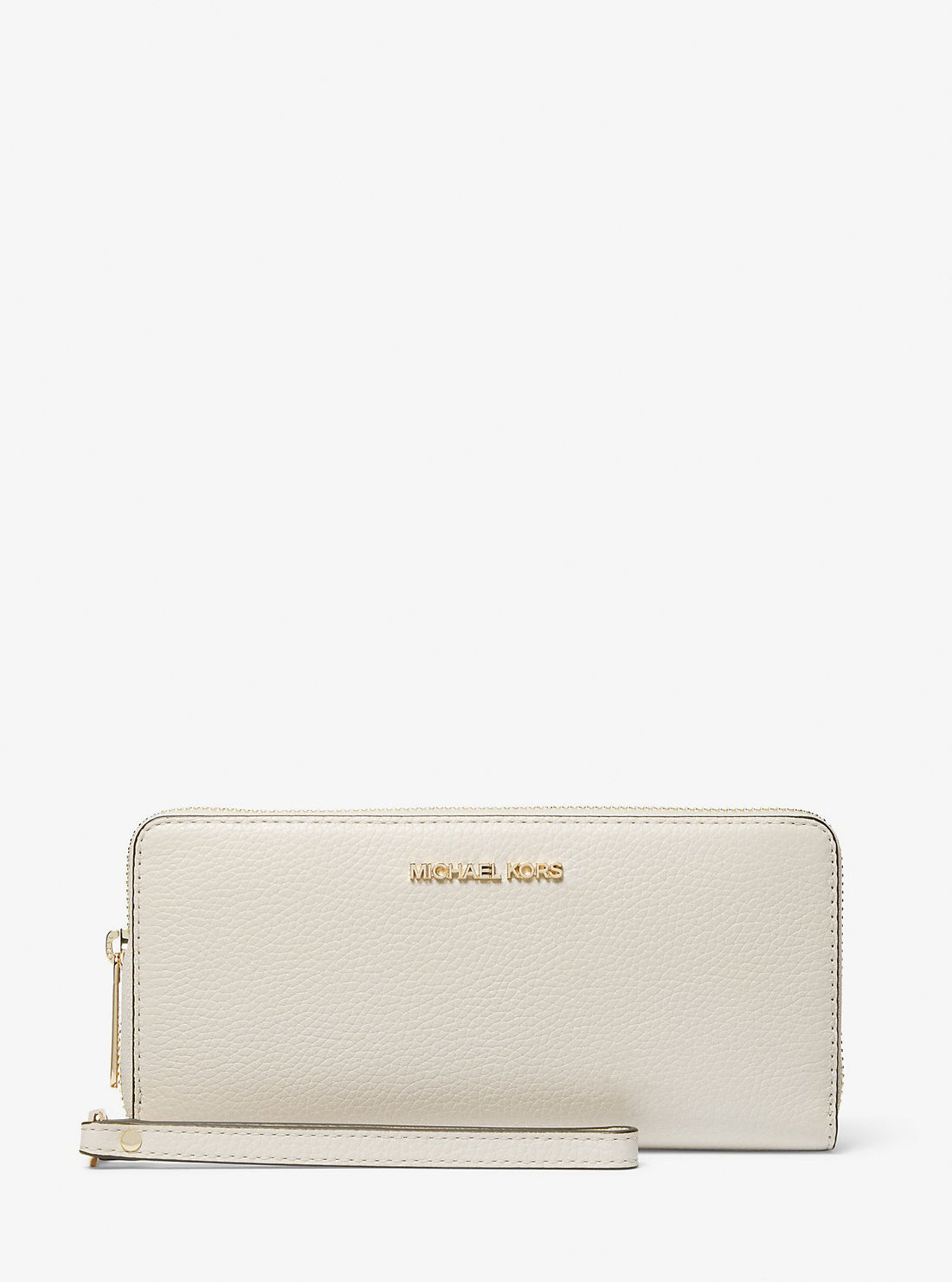 Jet Set Travel Large Pebbled Leather Wristlet Lt Cream Lt Cream
