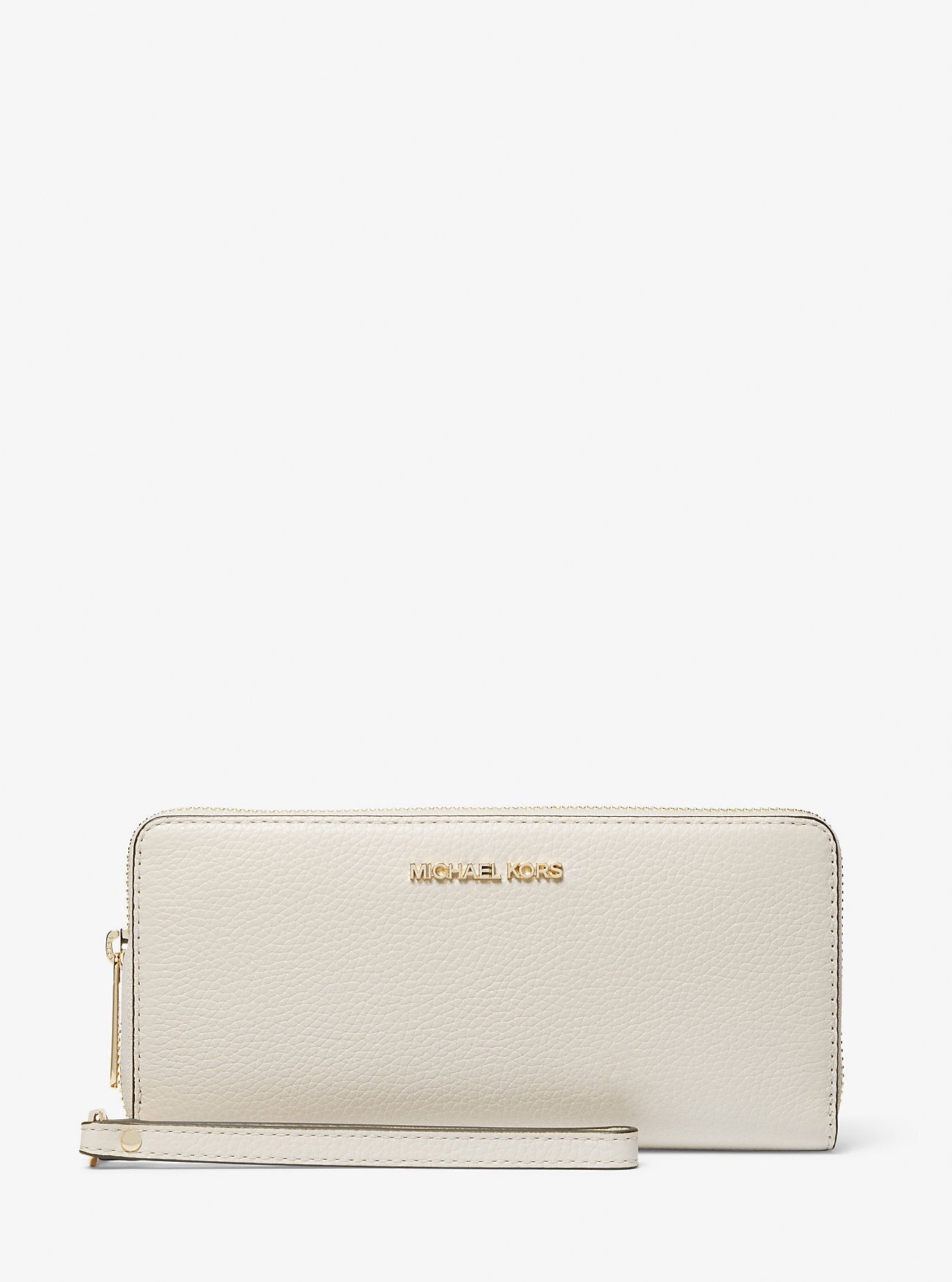 Jet Set Travel Large Pebbled Leather Wristlet Lt Cream Lt Cream