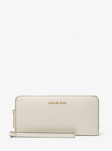 Jet Set Travel Large Pebbled Leather Wristlet Lt Cream Lt Cream