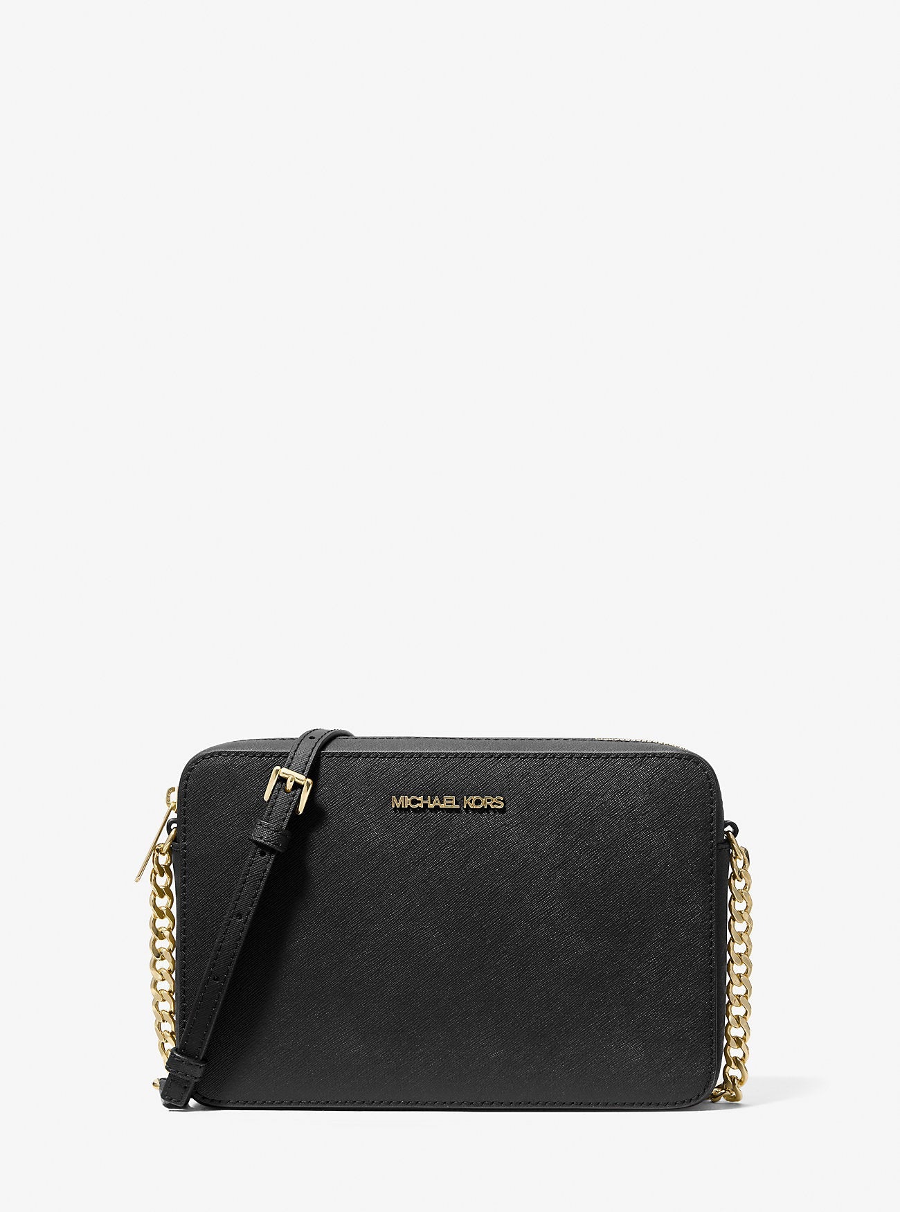 Jet Set Large Saffiano Leather Crossbody Bag Black Black