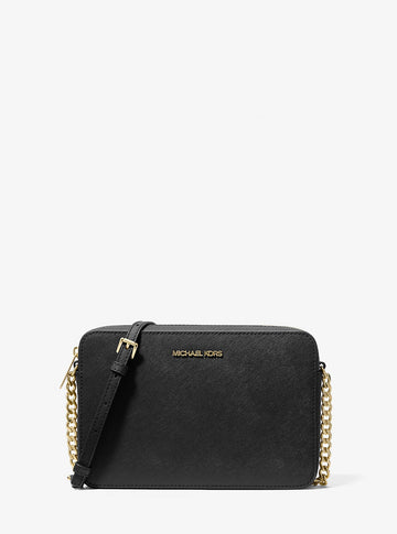 Jet Set Large Saffiano Leather Crossbody Bag Black Black