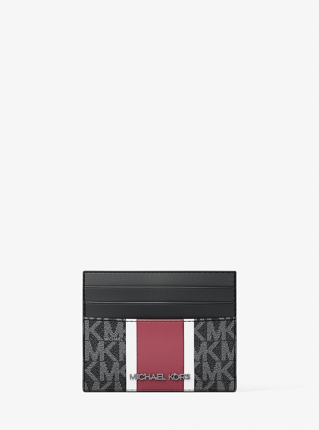 Cooper Striped Signature Logo Card Case Cherry Cherry