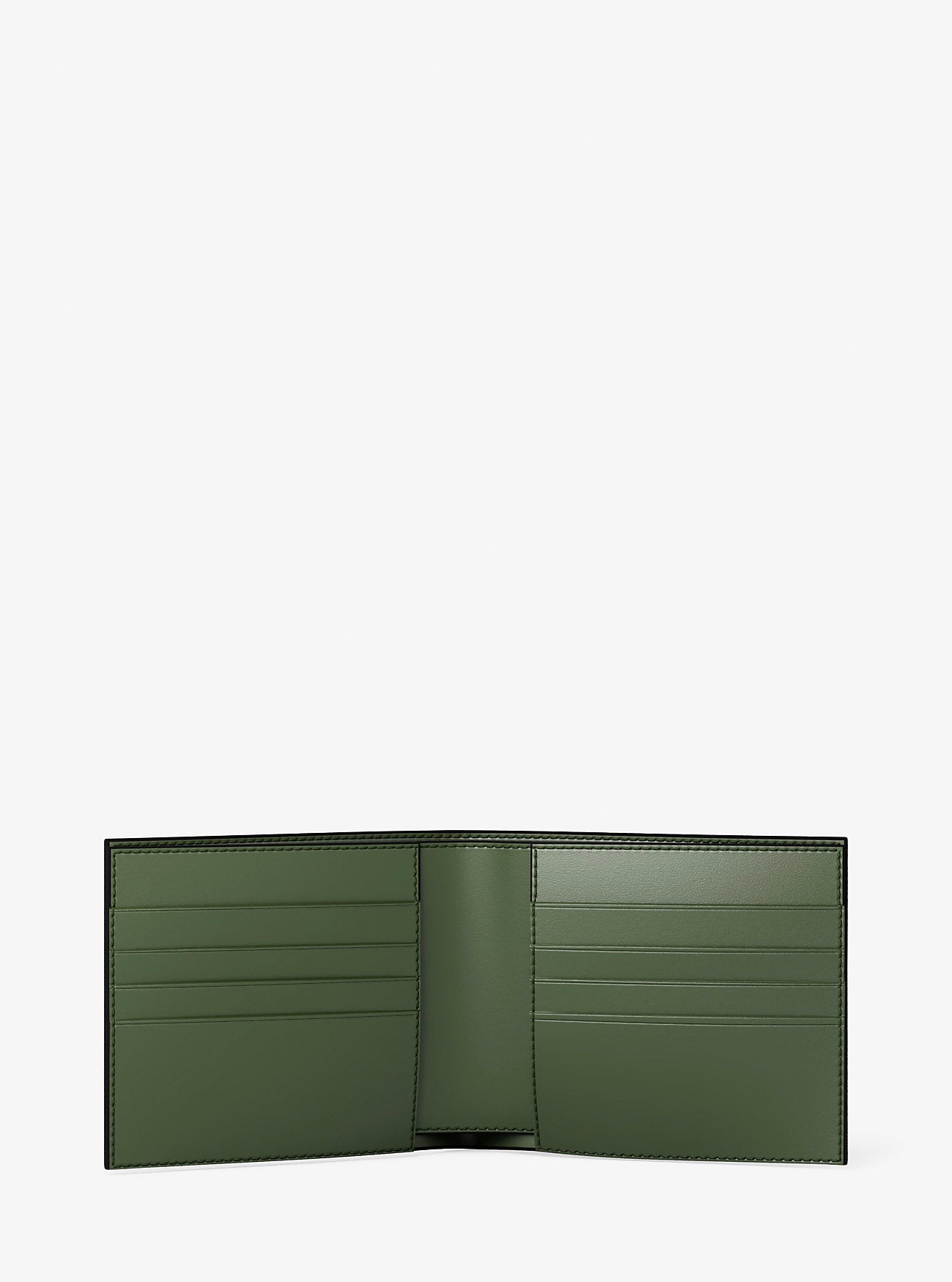 Pebbled Leather Billfold Wallet and Signature Logo Card Case Gift Set Moss Moss