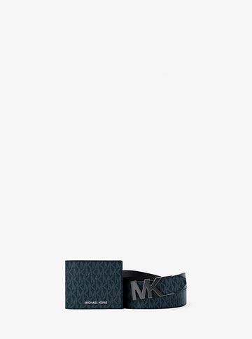 Signature Logo Wallet and Reversible Belt Gift Set Admrl-Plblue Admrl-Plblue