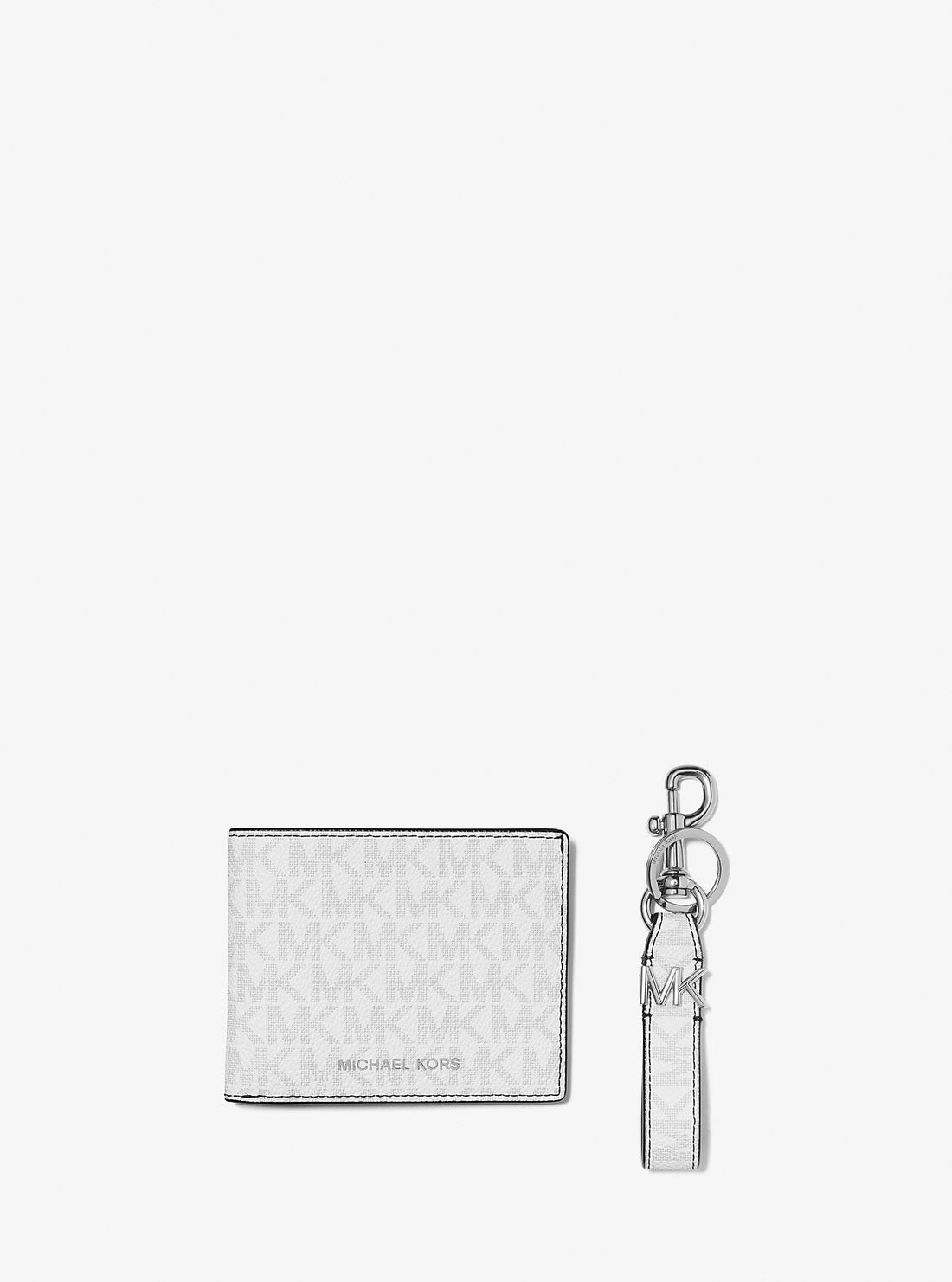 Logo Wallet and Key Chain Gift Set Bright Wht Bright Wht