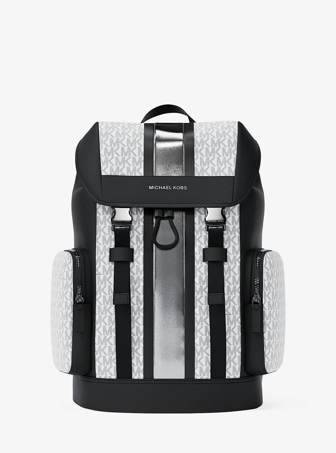 Cooper Metallic Striped Signature Logo Backpack Silver Silver