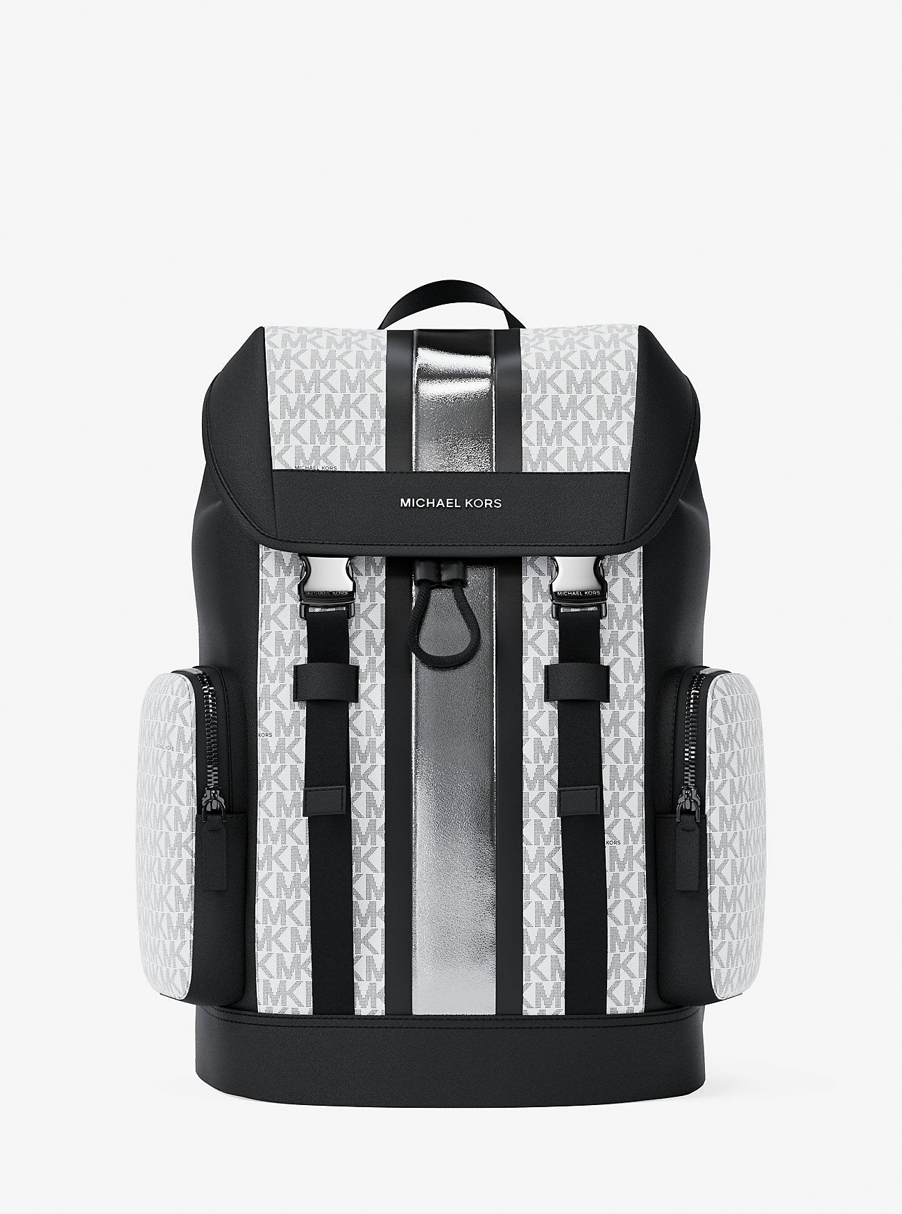 Cooper Metallic Striped Signature Logo Backpack Silver Silver