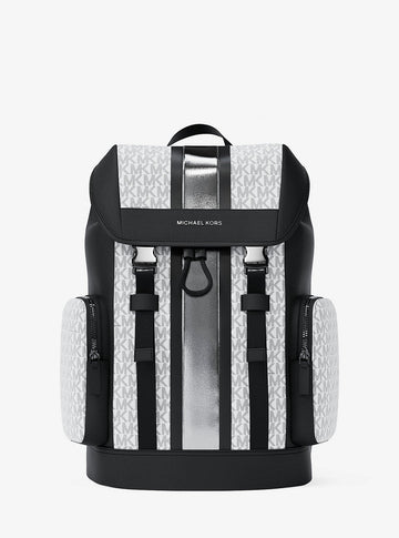 Cooper Metallic Striped Signature Logo Backpack Silver Silver