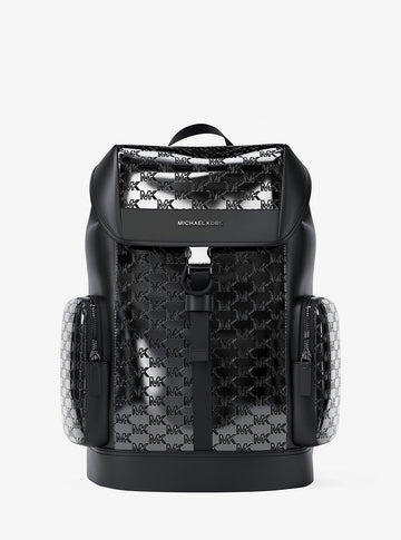 Cooper Medium Metallic Logo Debossed Backpack Black Black