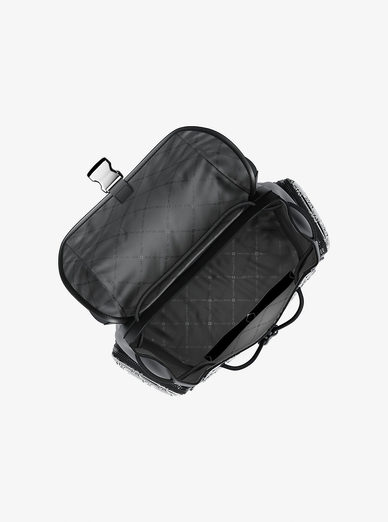 Cooper Medium Metallic Logo Debossed Backpack Black Black