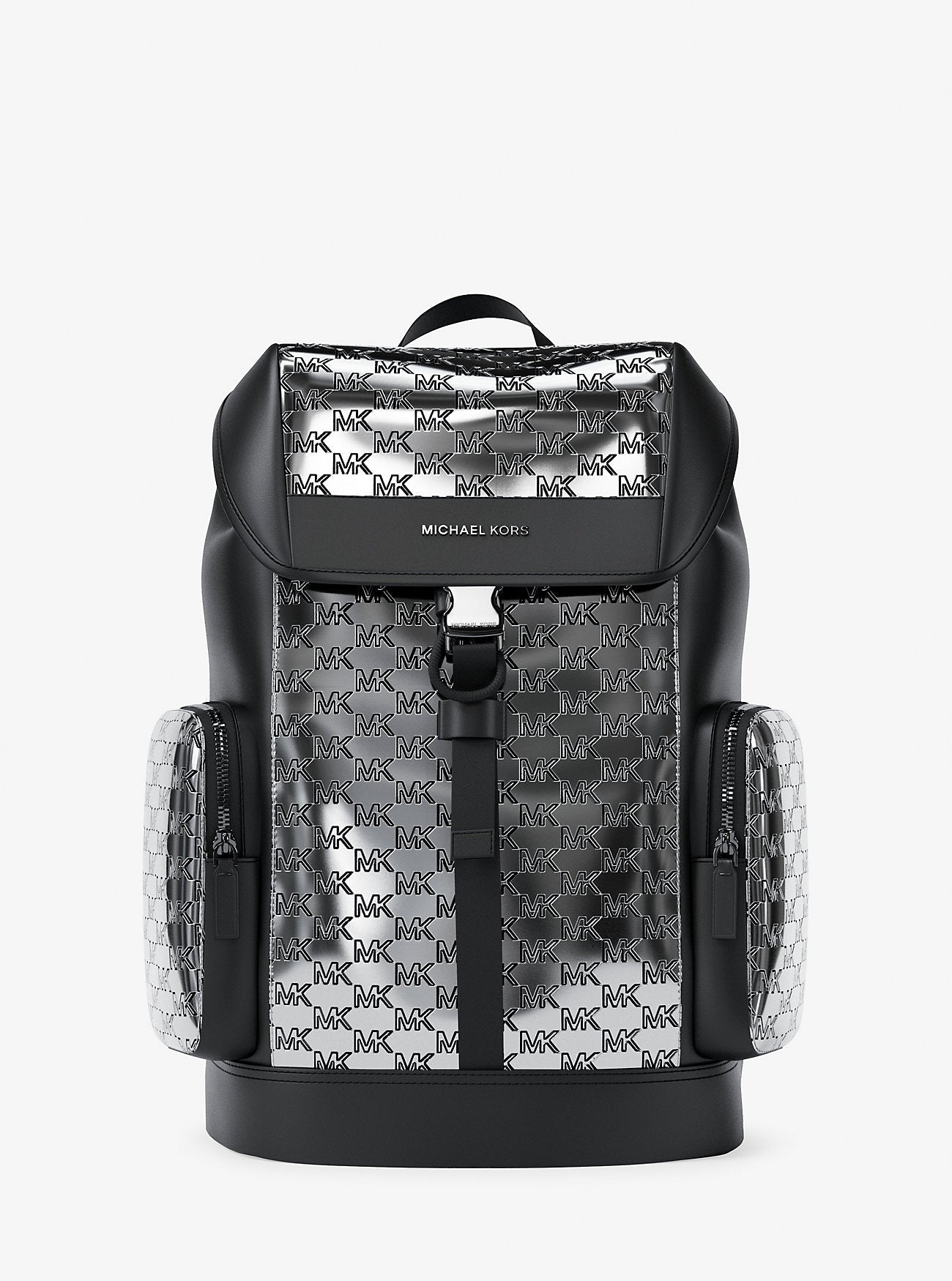 Cooper Medium Metallic Logo Debossed Backpack Silver Silver