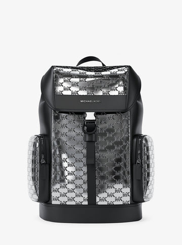 Cooper Medium Metallic Logo Debossed Backpack Silver Silver