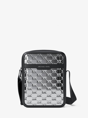 Cooper Metallic Logo Debossed Flight Bag Silver Silver