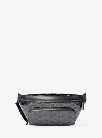 Cooper Medium Metallic Logo Debossed Utility Sling Pack Black Black