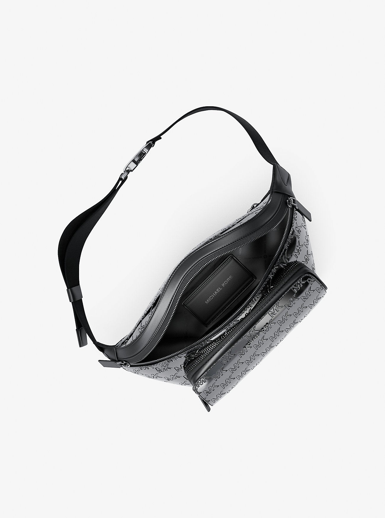 Cooper Medium Metallic Logo Debossed Utility Sling Pack Black Black