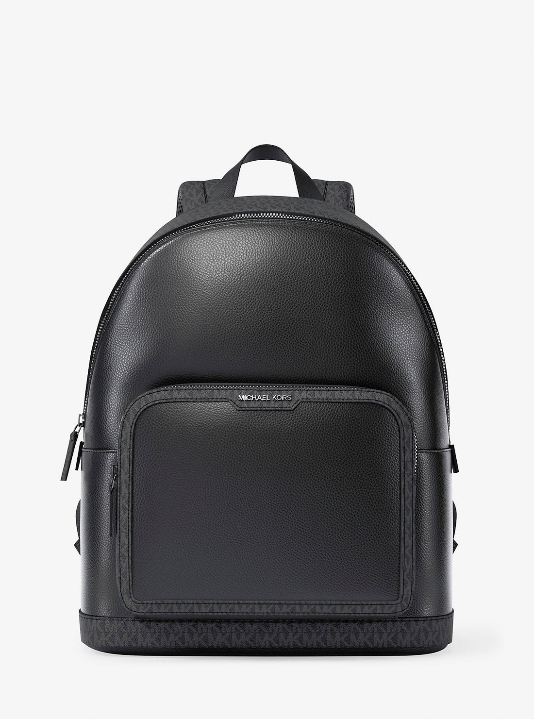 Cooper Medium Pebbled Leather and Signature Logo Commuter Backpack Black Black