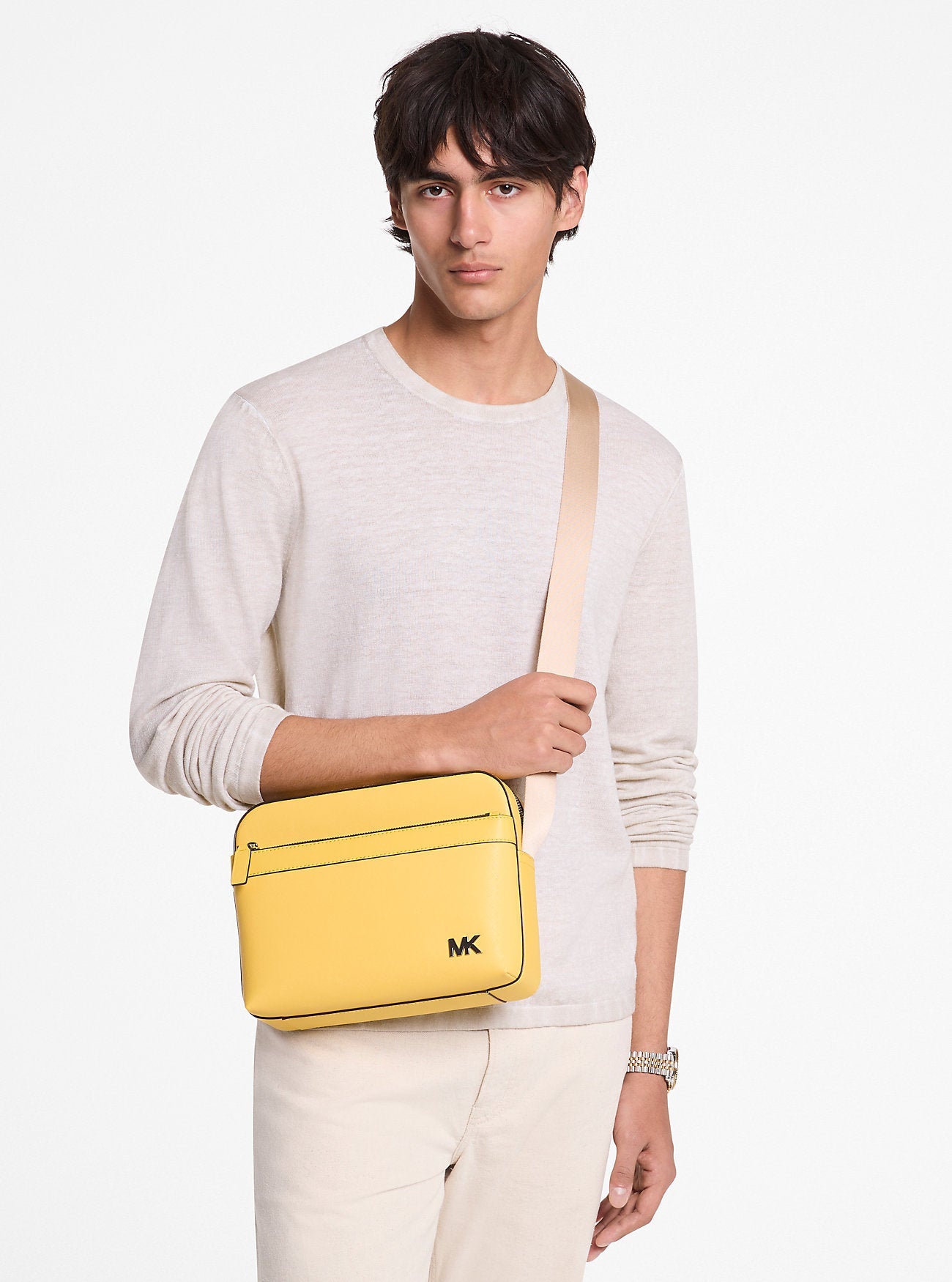Cooper Saffiano Leather Utility Crossbody Bag Daisy Yellow Daisy Yellow