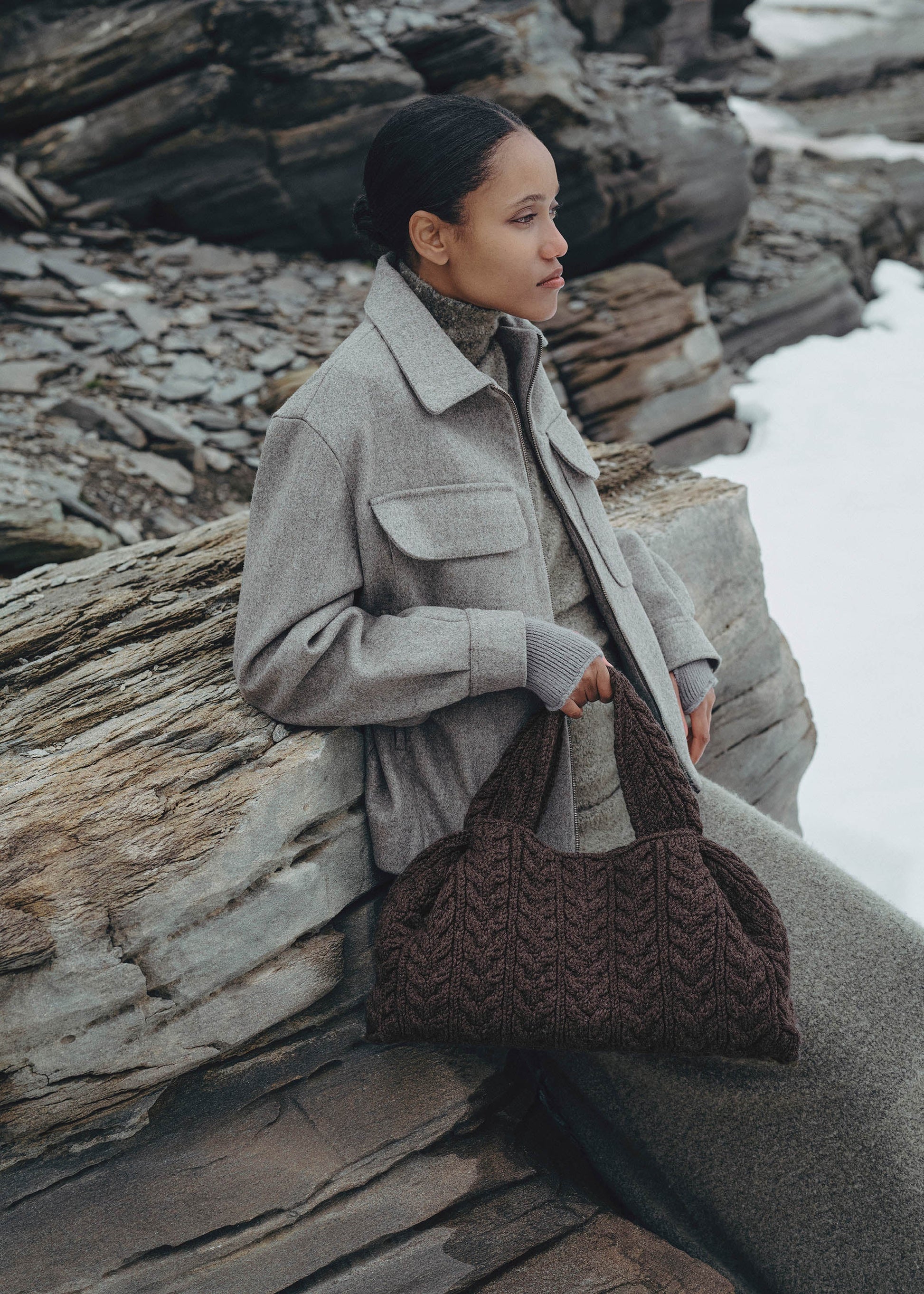 Polene Numero Neuf Large Merino Ebony