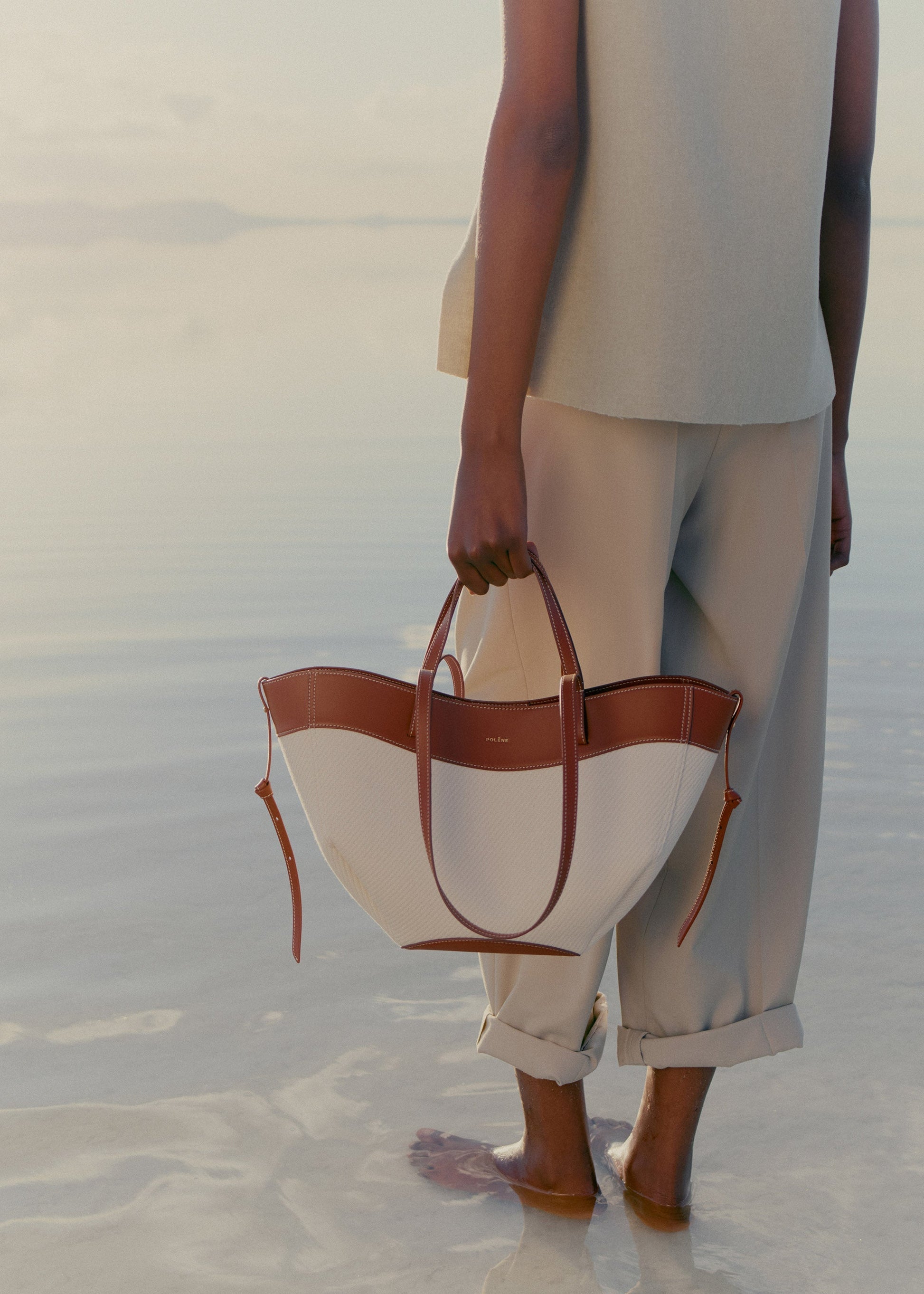 Polene Cyme Mini Cognac Canvas