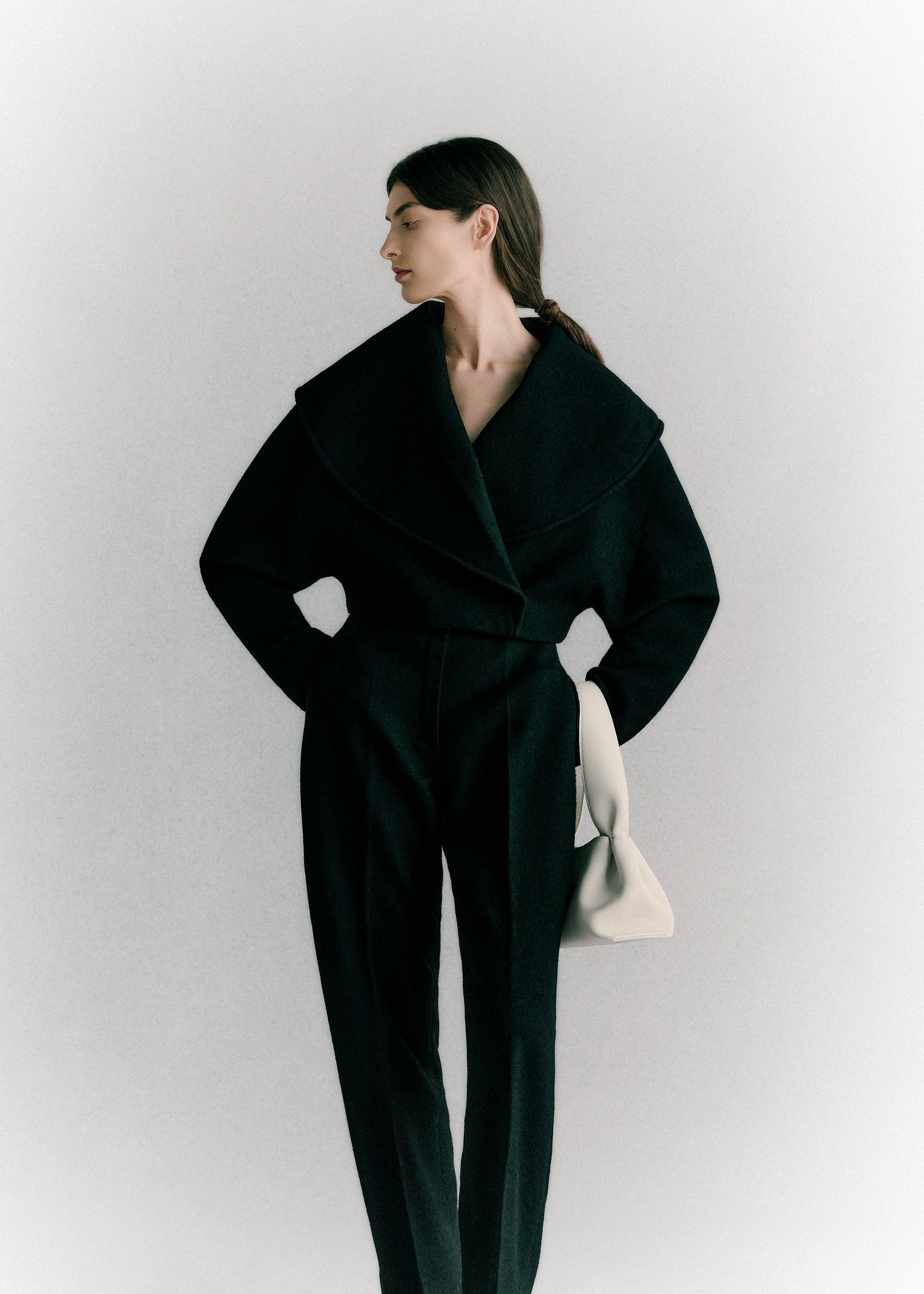 Polene Numero Neuf East West Textured Chalk