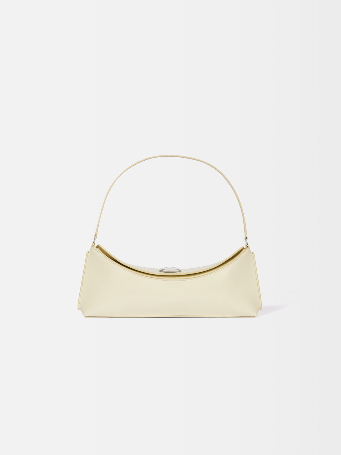 Jacquemus The Ovalo Clutch Shoulder Bag In Glazed Leather Dusty Yellow
