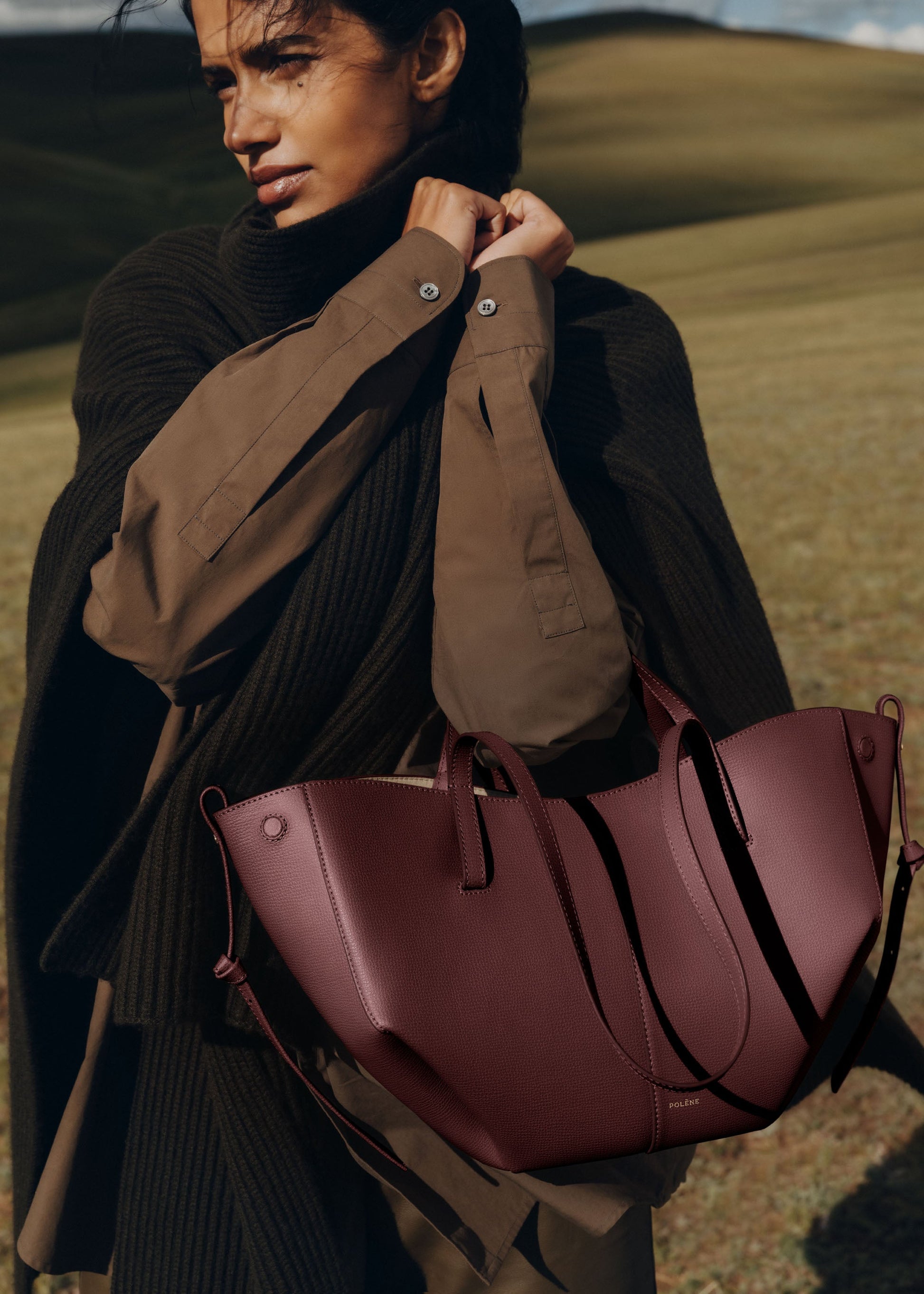 Polene Cyme Mini Textured Black Cherry