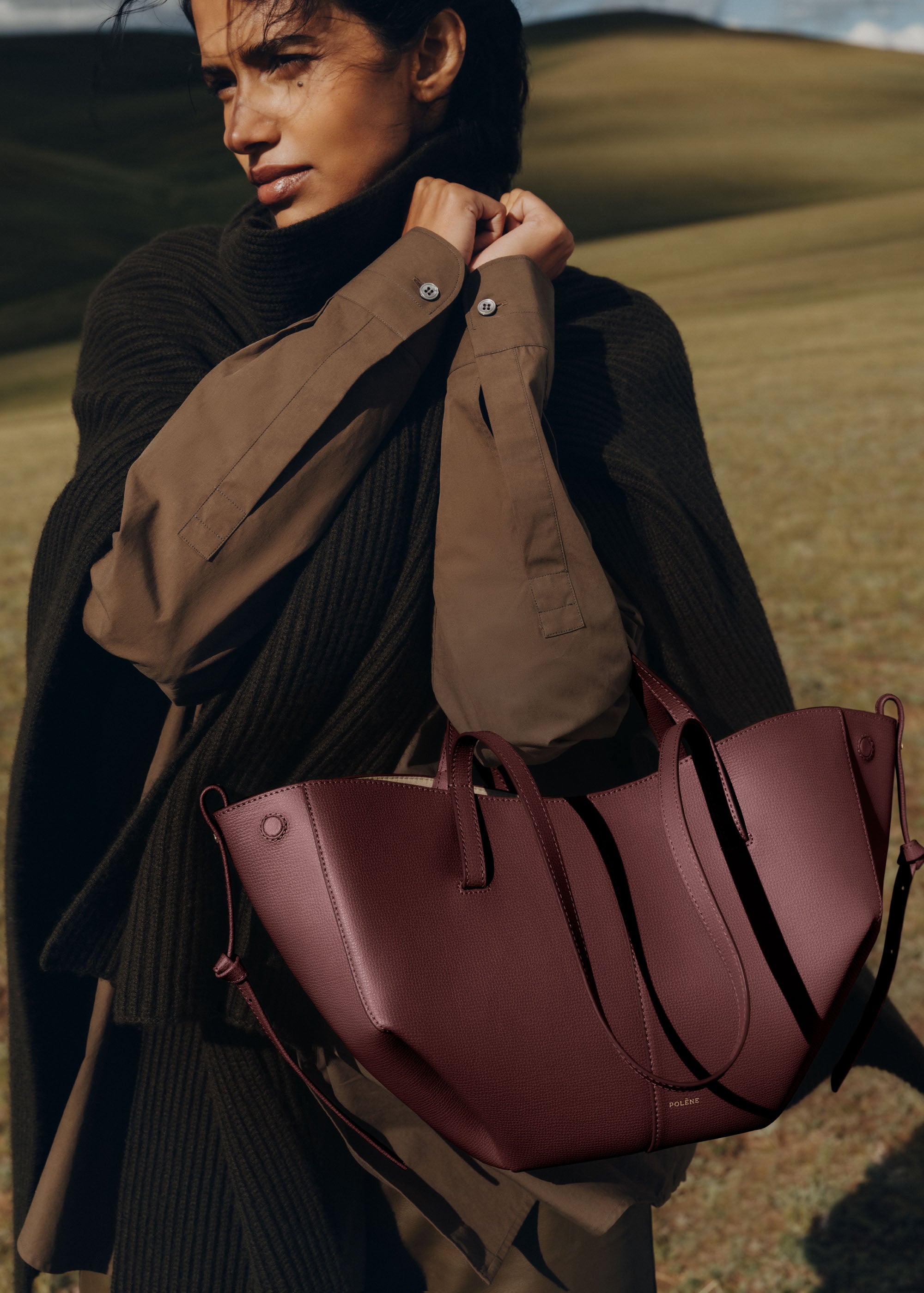 Polene Cyme Mini Textured Black Cherry