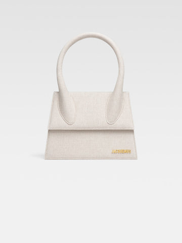 Jacquemus The Large Chiquito Linen Structured Bag Light Greige