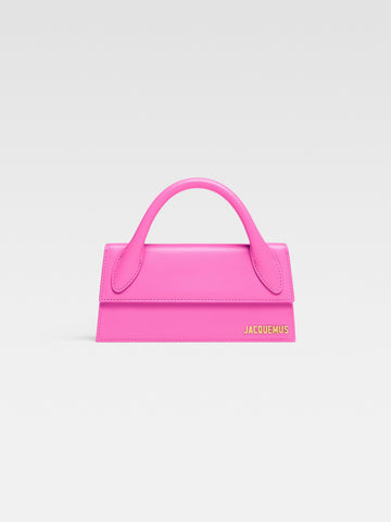 Jacquemus The Long Chiquito Smooth Leather Structured Bag Neon Pink
