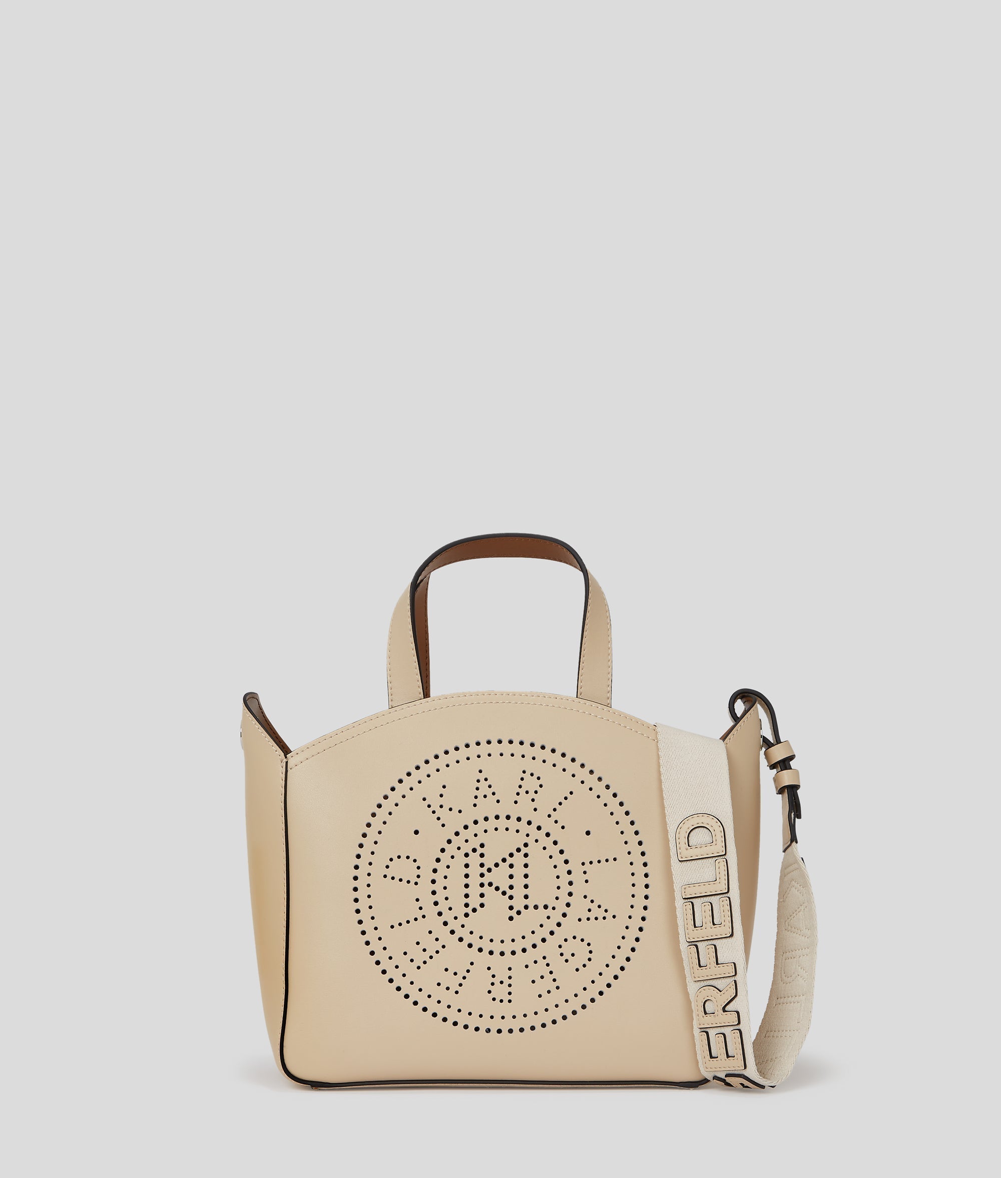 KarlLagerfeld Kcircle Perforated Small Tote Bag Trench Beige