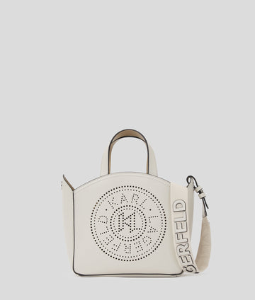 KarlLagerfeld Kcircle Perforated Small Tote Bag Cement