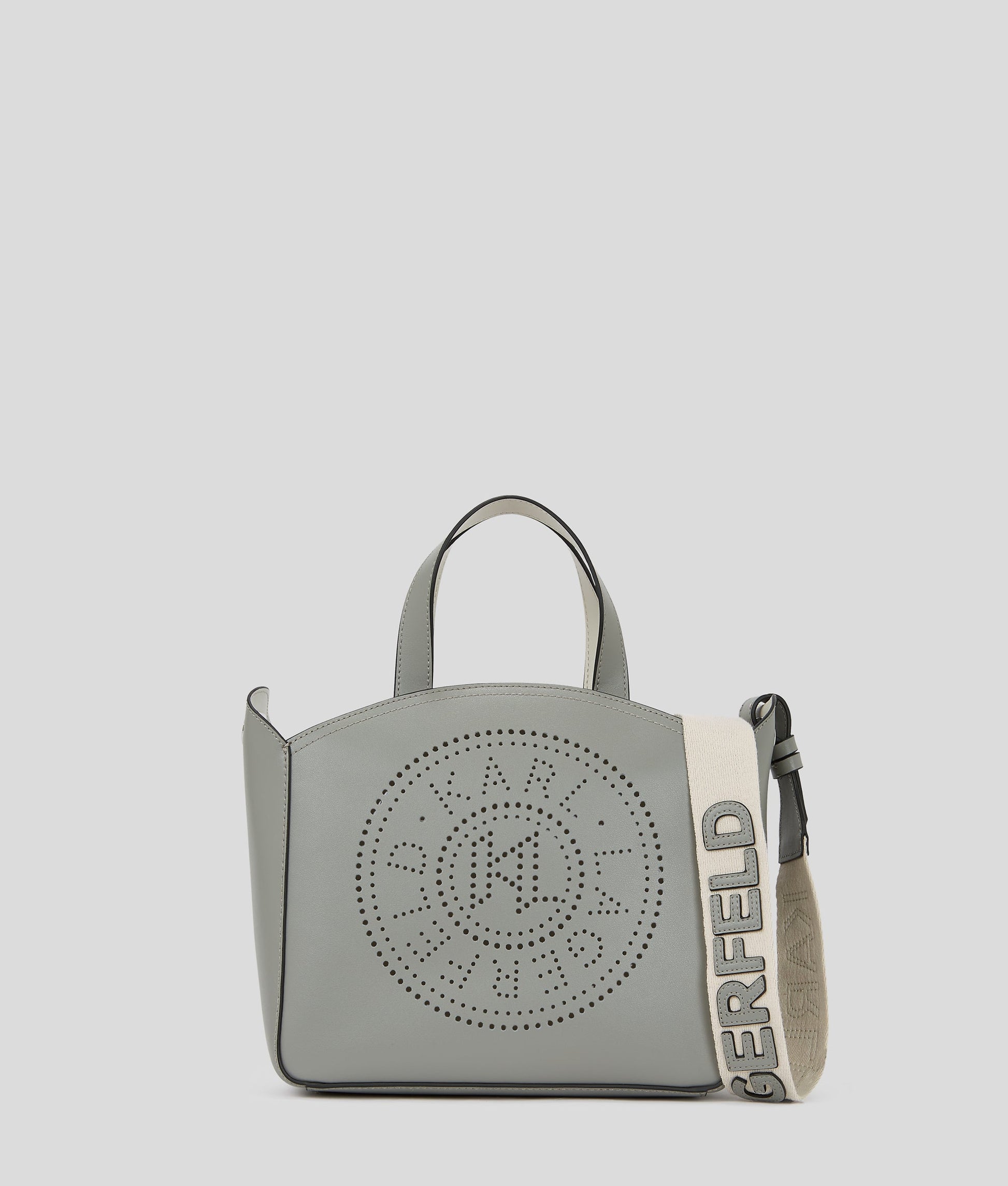 KarlLagerfeld Kcircle Perforated Small Tote Bag Cloud Grey