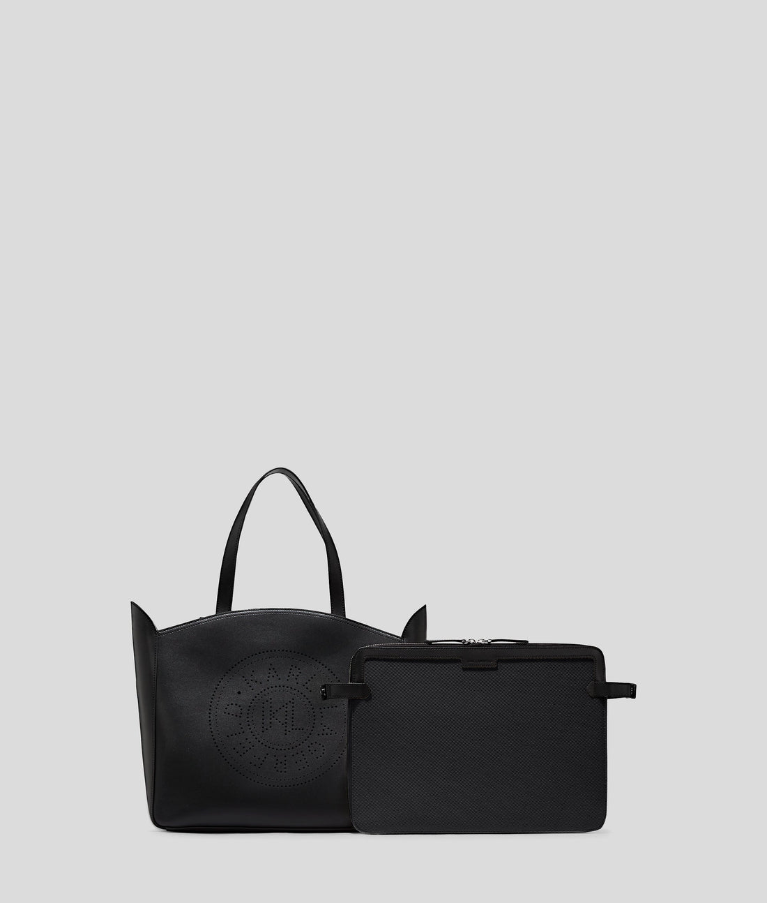 KarlLagerfeld Kcircle Perforated Tote Bag With Pouch Black