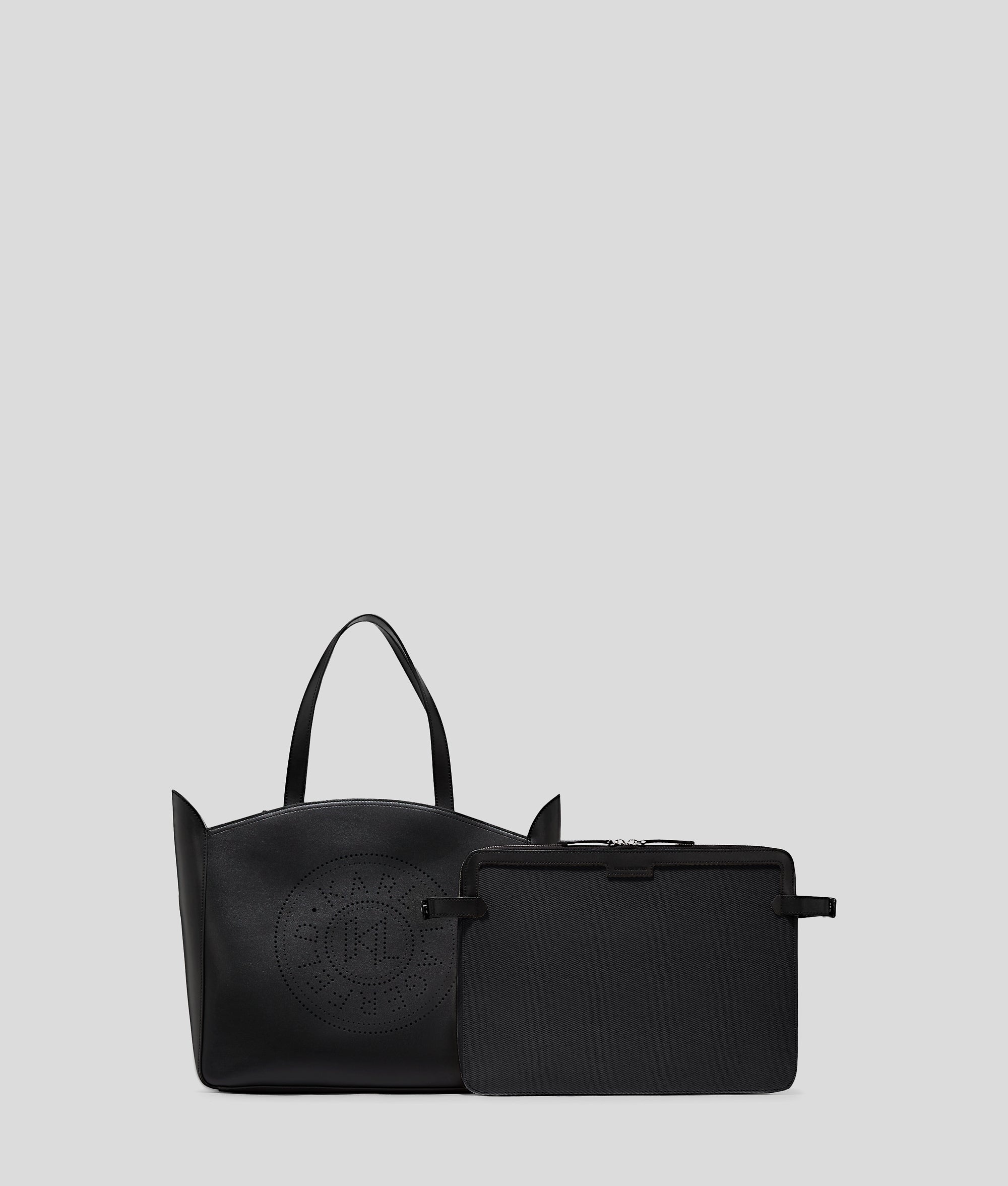 KarlLagerfeld Kcircle Perforated Tote Bag With Pouch Black