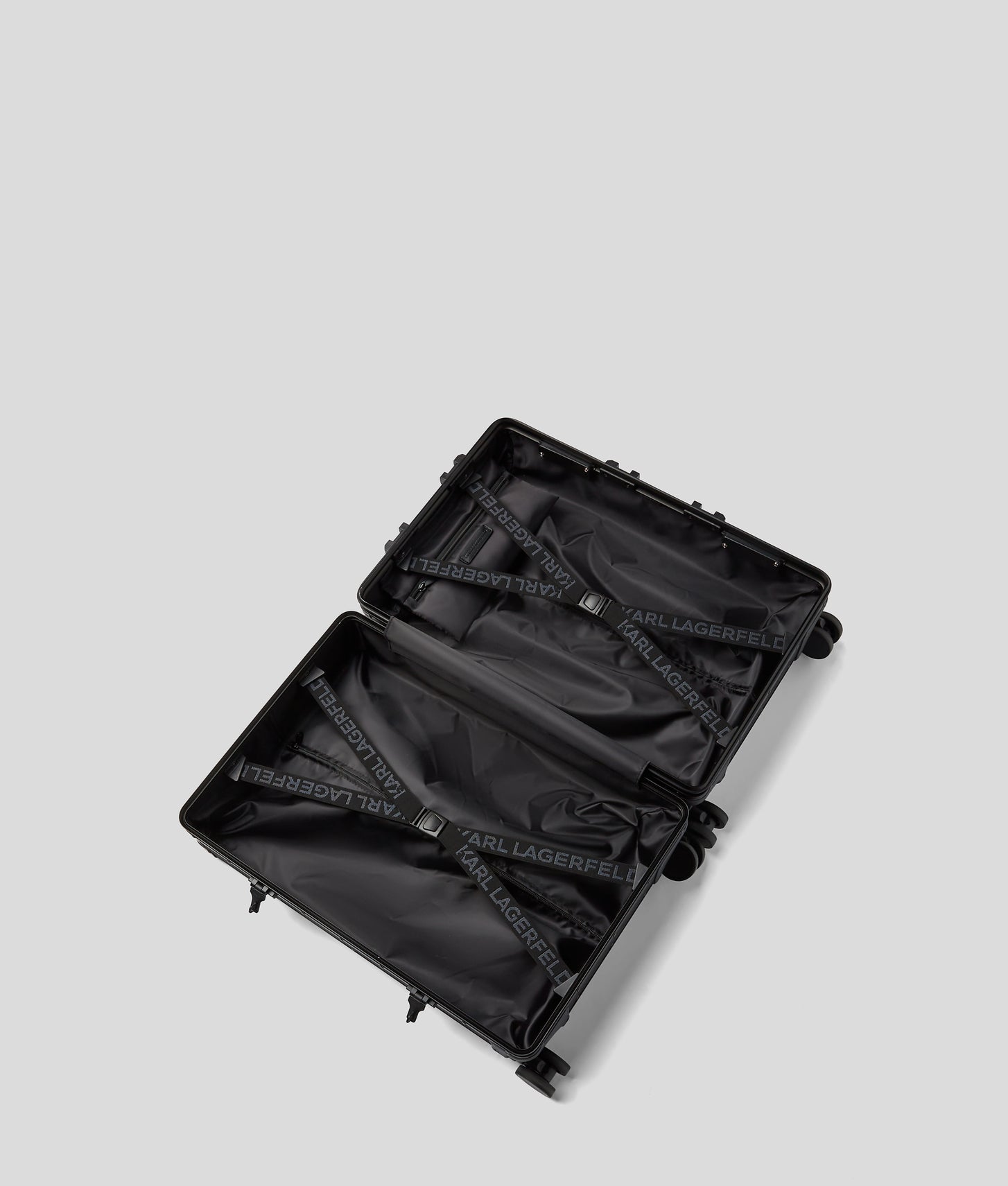KarlLagerfeld Kessential Monogram Hard Trolley Case All Over Monogram Pattern Black