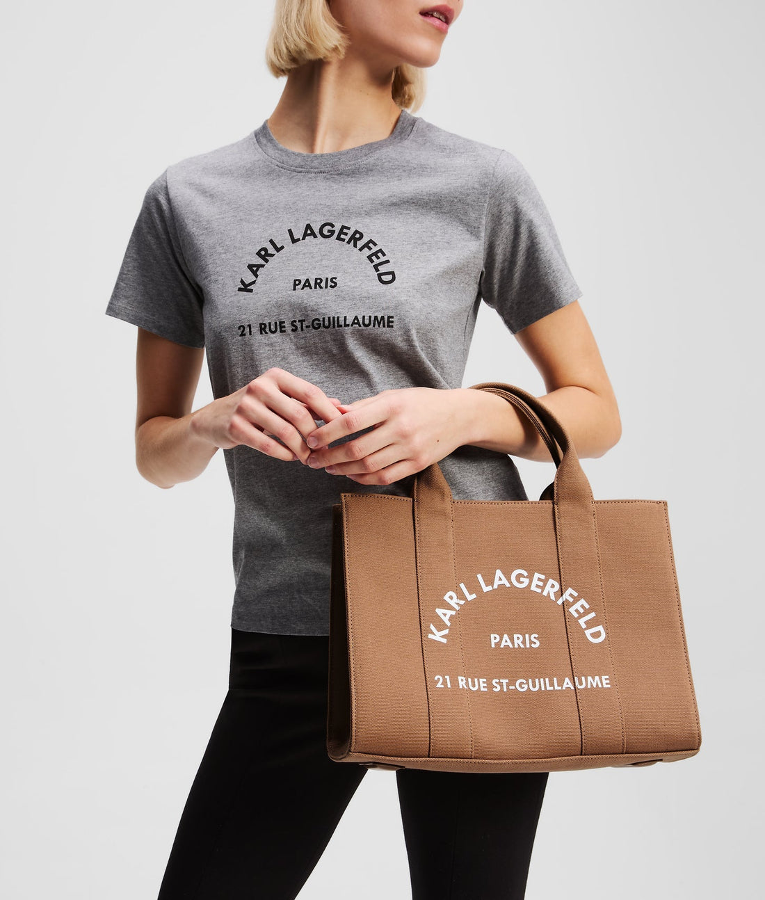 KarlLagerfeld Rue St-Guillaume Medium Square Tote Bag Caramel